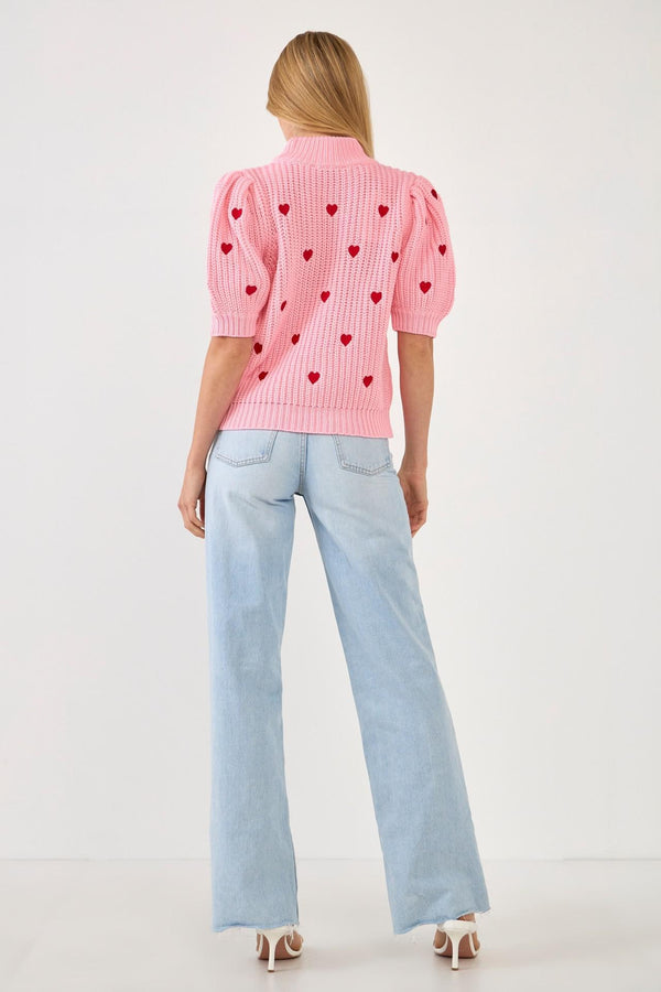Heart Shape Embroidery Sweater