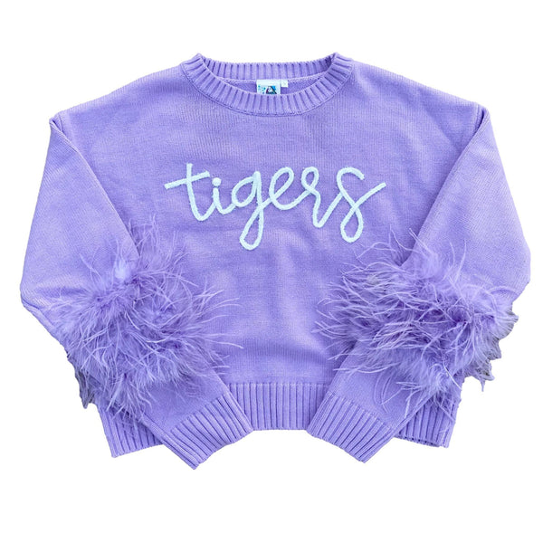 "Tigers" Feather Sleeve Sweater