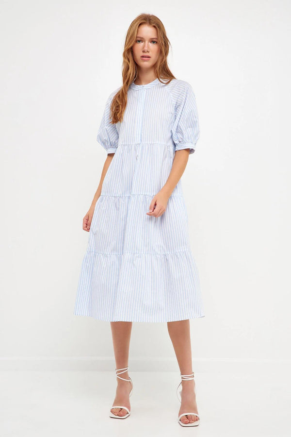 Stripe Tiered Midi Dress